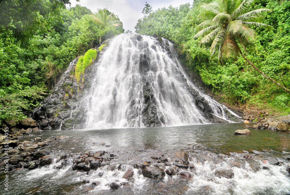 Fototapeta premium Kepirohi Waterfall located in Madolenihm Municipality, Pohnpei, Micronesia. 
