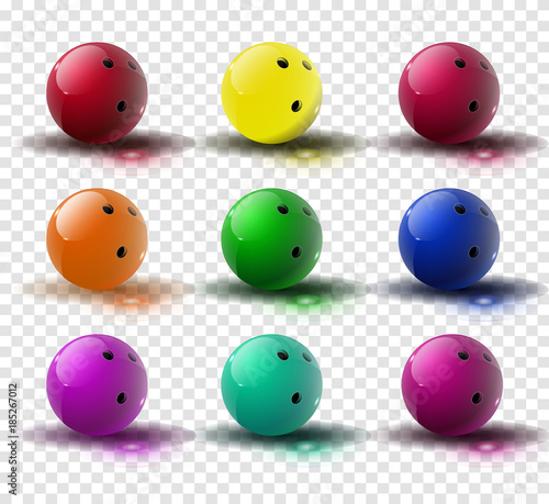 Red and multicolor Bowling Ball isolated on transparent background. Vector illustration