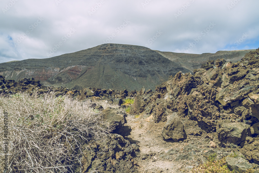 Obraz premium Lanzerote beach with vulcano rocks.