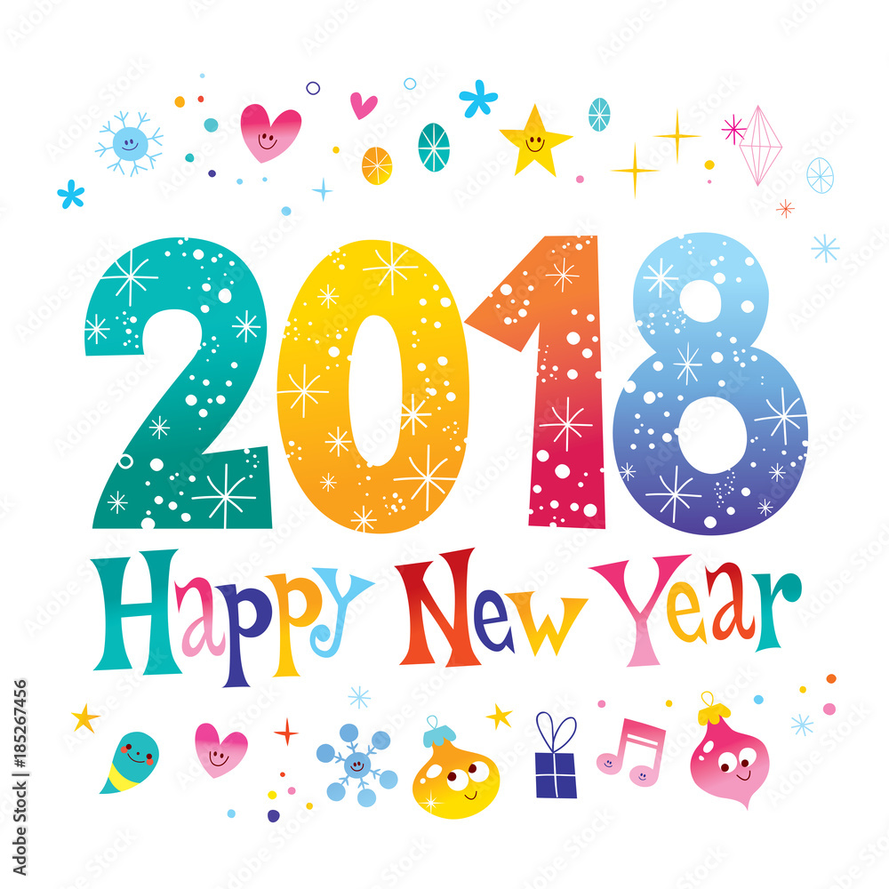 Fototapeta premium 2018 new year two thousand eighteen greeting card