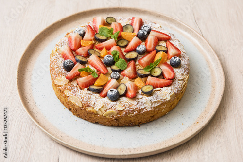 Sweet bright cakes with fru...