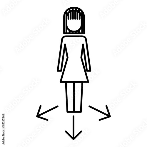 businesswoman options arrows direction choise vector illustration  outline image