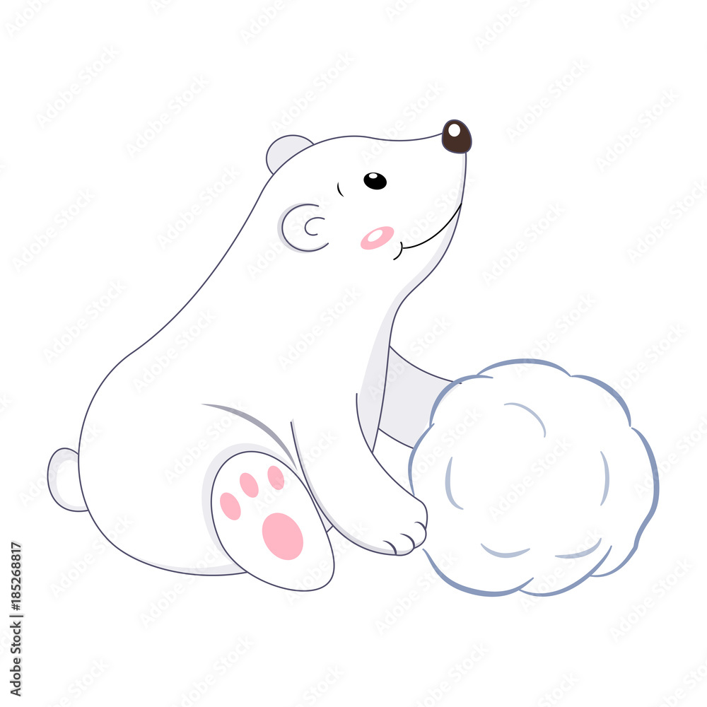 Cute cartoon polar bear. Vector illustration isolated on white background. Cute cartoon polar bear. Vector illustration isolated on white background.