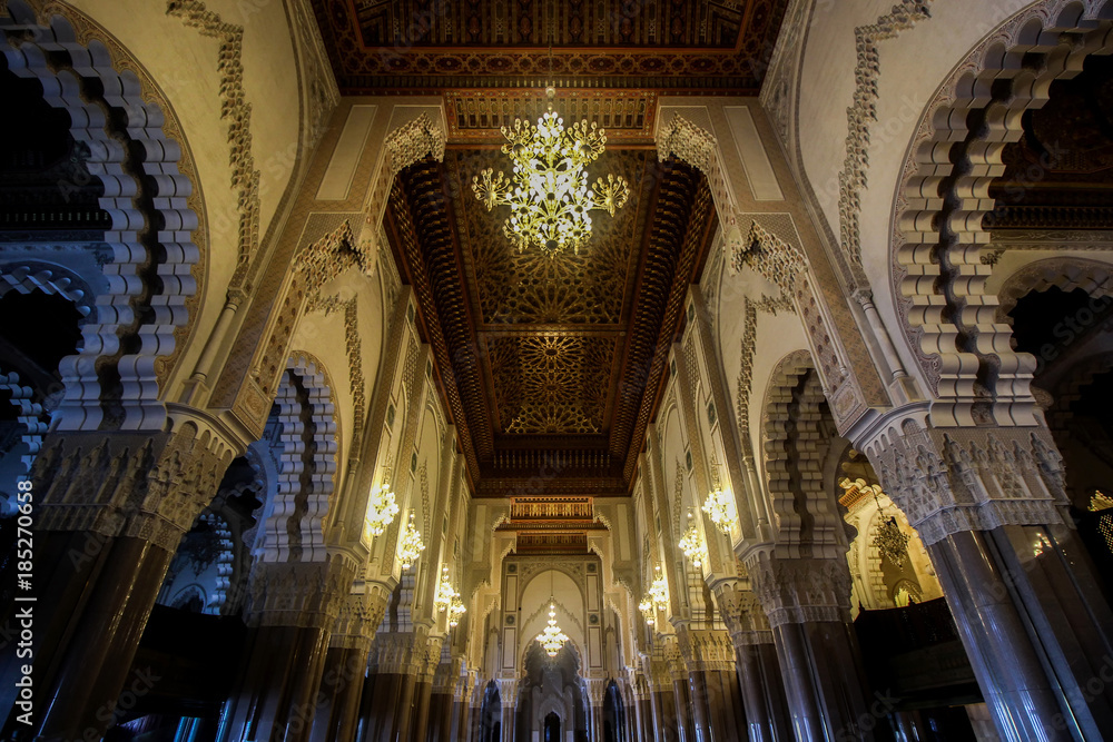 interior of Hassan II Mosque in Casablanca 