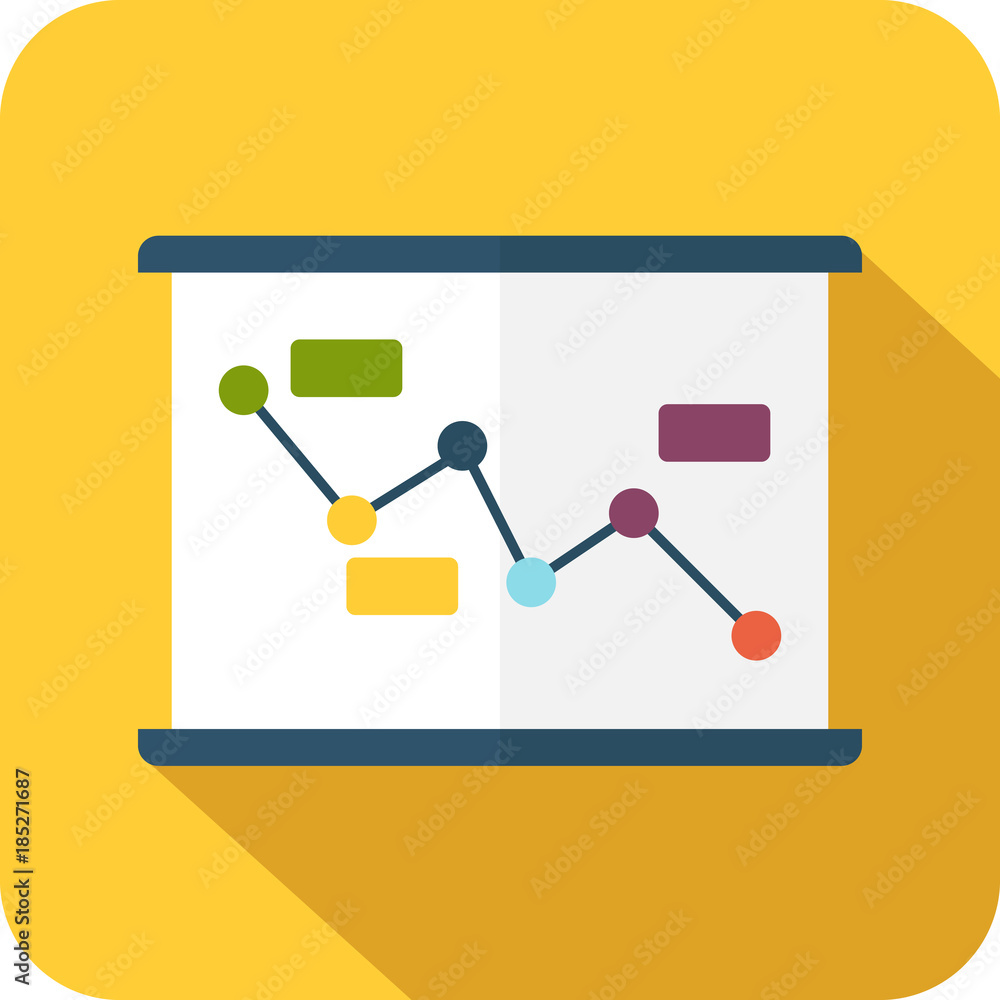 Modern and simple vector illustration icon in the form of a graph on the whiteboard for presentations. Flat image for application, website, interface, business presentation, infographics