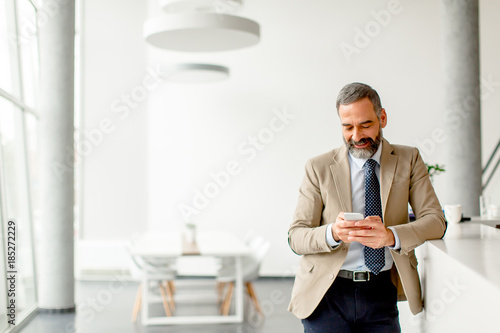 Handsome mature businessman  with mobile phone © BGStock72