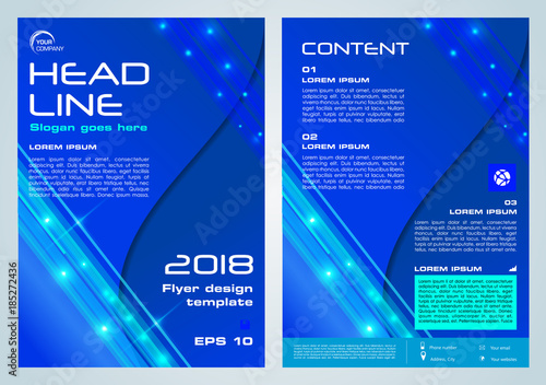 Shine vector flyer, corporate business, annual report, brochure design and cover presentation in blue color.