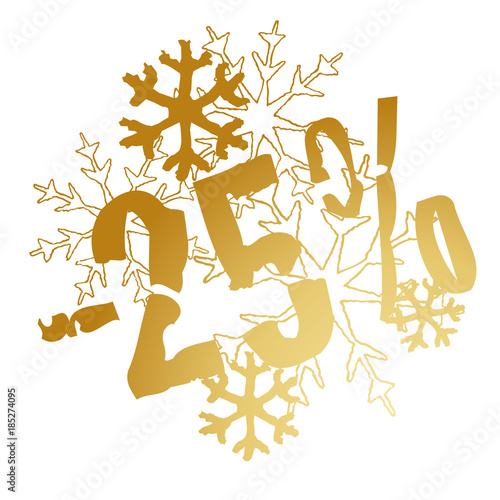 25% Rabatt, goldenes Preisschild 