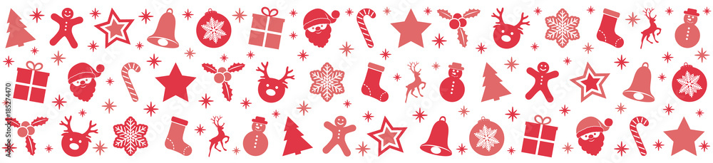 Panoramic banner with Christmas elements. Vector. Panoramic banner with Christmas elements. Vector.