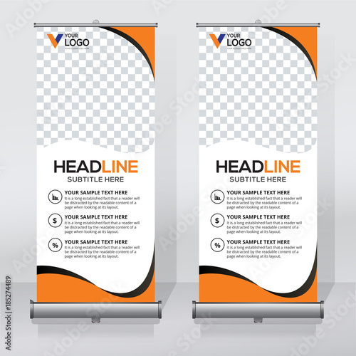 Roll up sale banner design template, abstract background, pull up design, modern x-banner, rectangle size.