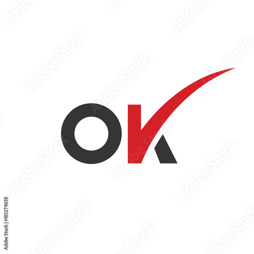 OK logo design vector template, OK letter with tick icon