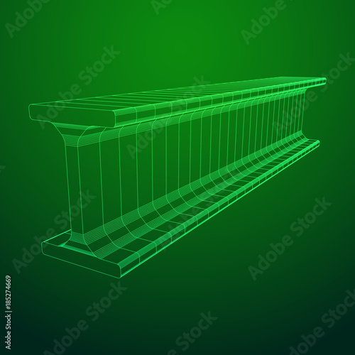 Wireframe low poly mesh construction metallurgy beam profile symbol vector illustration