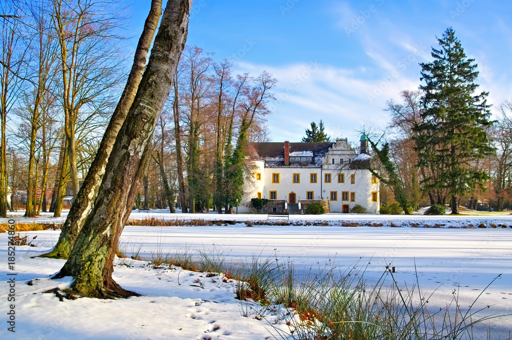Fototapeta premium Sallgast Schloss im Winter - Sallgast palace in winter