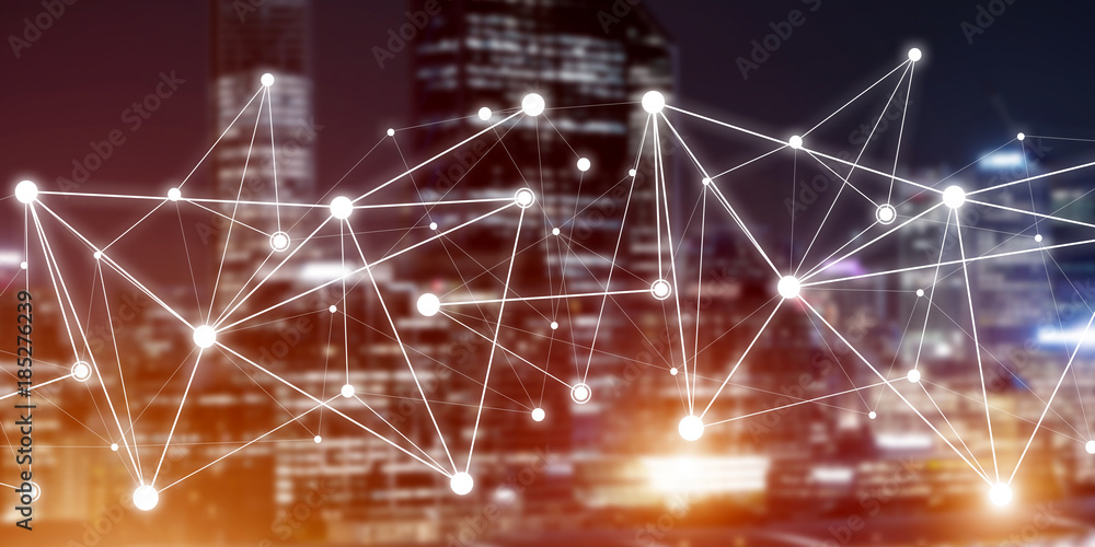 Obraz premium Modern wireless technologies as means of communucation and networking on dark background