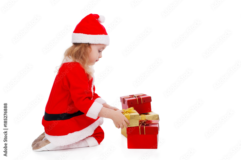 Cute santa baby on the white background Cute santa baby on the white background
