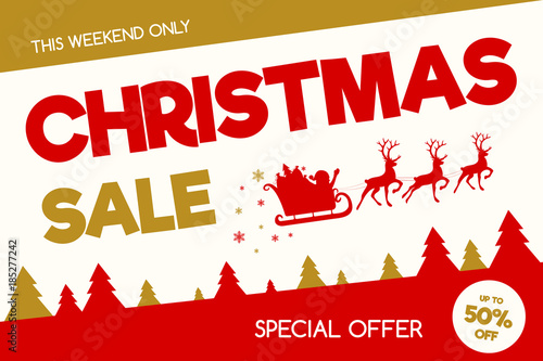 Christmas Sale - banner in retro style. Vector.