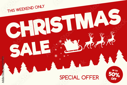 Christmas Sale - banner in retro style. Vector.