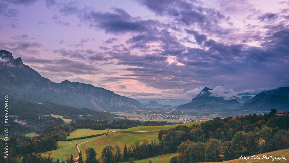 Sunset in Tirol - obrazy, fototapety, plakaty 