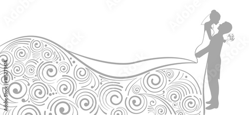 Brautkleid Silhouette Wandtattoo Ornamente