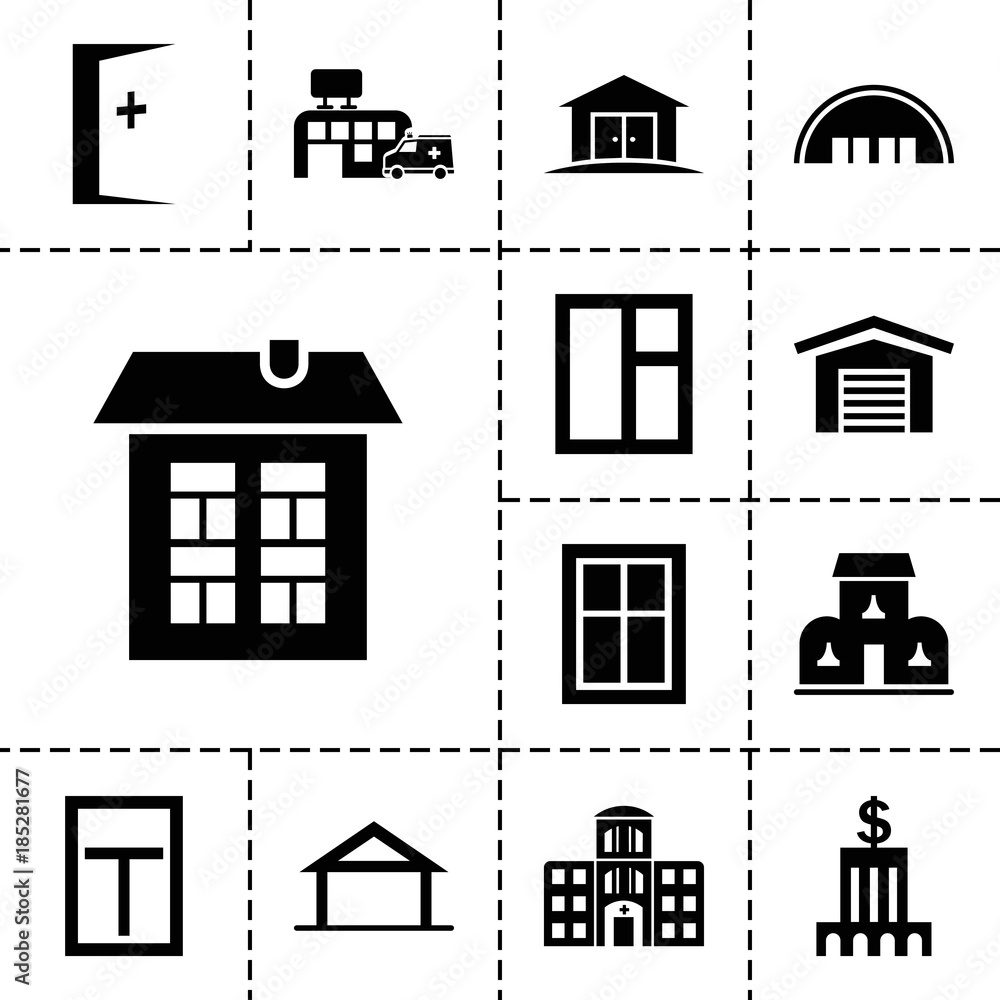 Exterior icons. set of 13 editable filled exterior icons