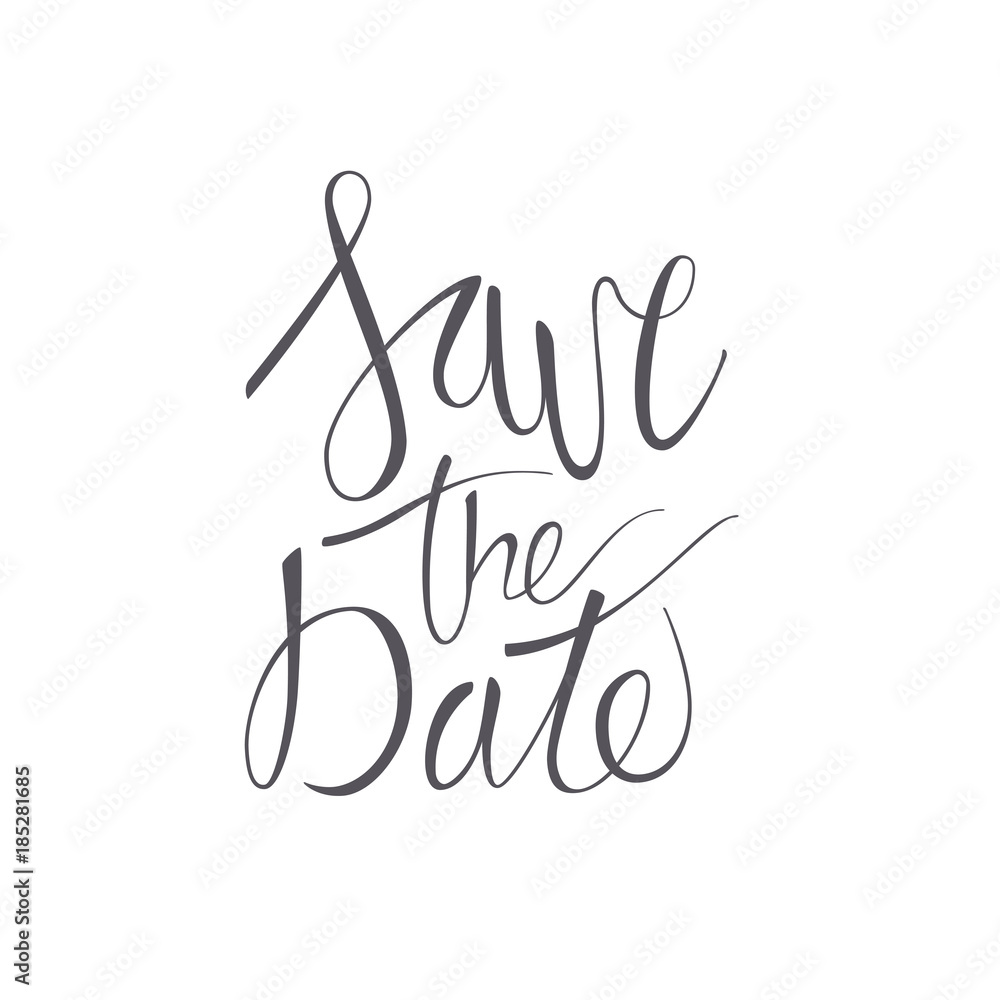 Save the date vector lettering text on white background. Save the date vector lettering text on white background.