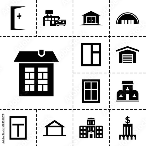 Exterior icons. set of 13 editable filled exterior icons