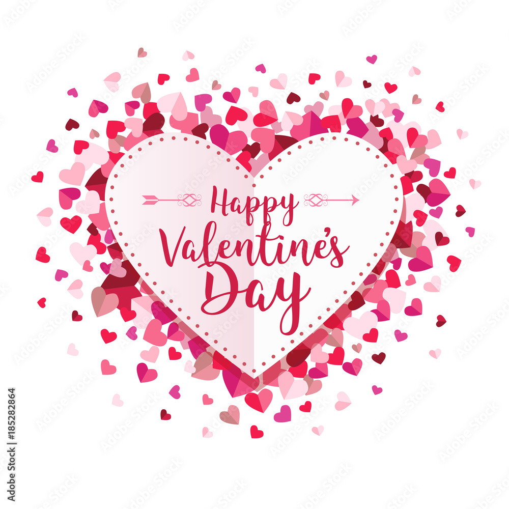 Happy Valentines Day Circle Hearts Vector Background 1