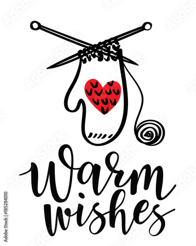 Warm wishes - lettering inscription to winter holiday design.