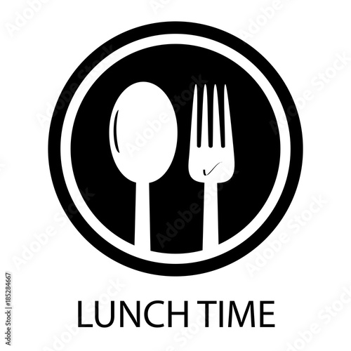 Fork And Spoon Lunch Time - Circular Restaurant Symbol