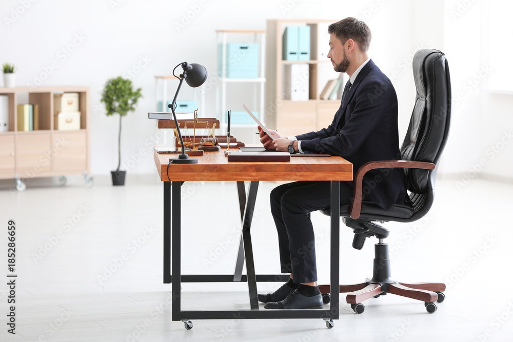 Young male notary working in office Young male notary working in office
