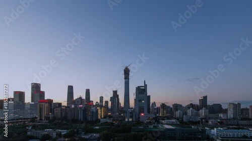 Timelapse.Beijing Landmark,Downtown Skyscrapers Skyline at Sunset,China photo