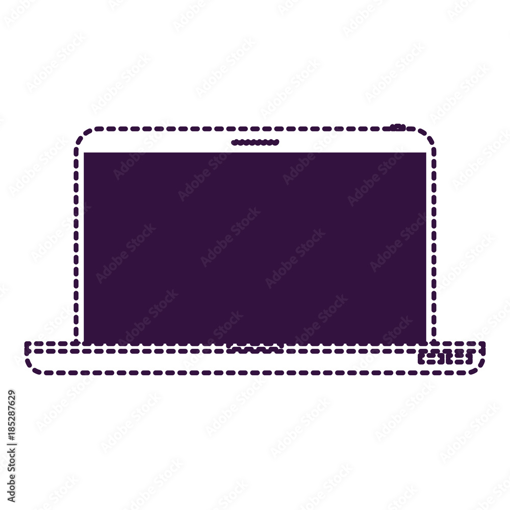 laptop computer front view in purple dotted silhouette