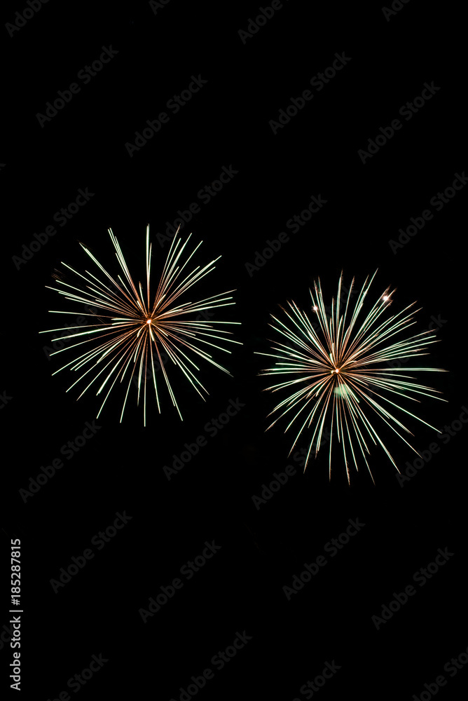 Green fireworks with negative space Green fireworks with negative space