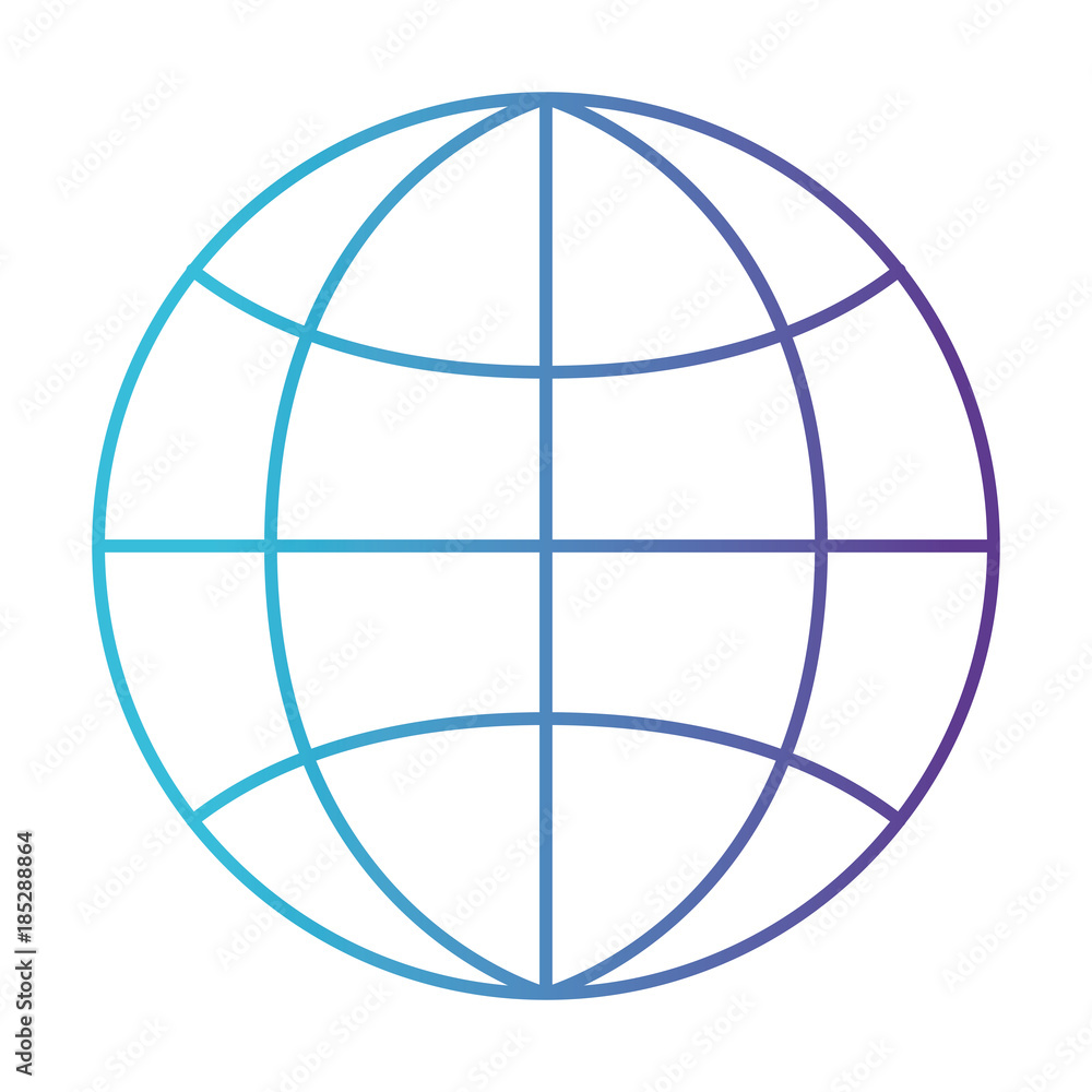 world globe flat icon in degraded blue to purple color contour world globe flat icon in degraded blue to purple color contour