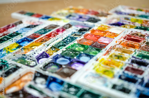 Wallpaper Mural Details of dirty watercolors palette Torontodigital.ca