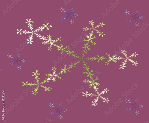 abstract fractal symmetrical colorful snowflakes