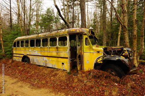 abandoned bus Adirondax N.Y.