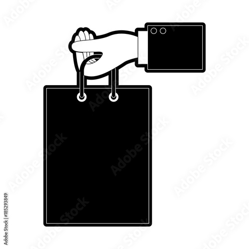 hand holding a shopping bag in black silhouette photo