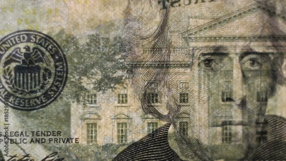 Tracking macro elements on the US twenty dollar bill. US dollars background. Tracking macro elements on the US twenty dollar bill. US dollars background.