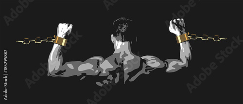 Free man on a black background