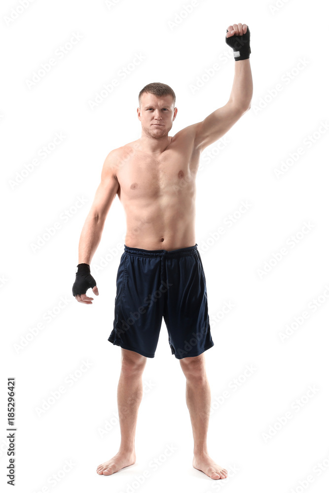 Attractive young boxer on white background Attractive young boxer on white background