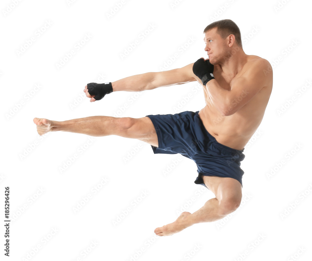 Attractive young boxer on white background Attractive young boxer on white background