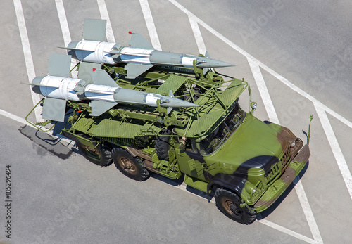 Military vehicle with rackets