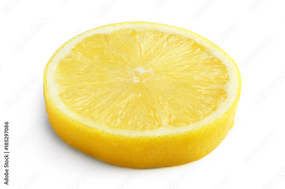 Slice of fresh ripe lemon on white background Slice of fresh ripe lemon on white background