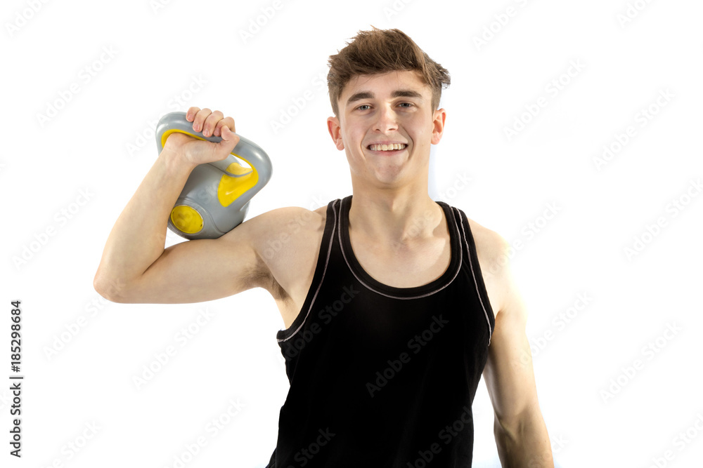18 year old teenage boy exercising with weights 18 year old teenage boy exercising with weights