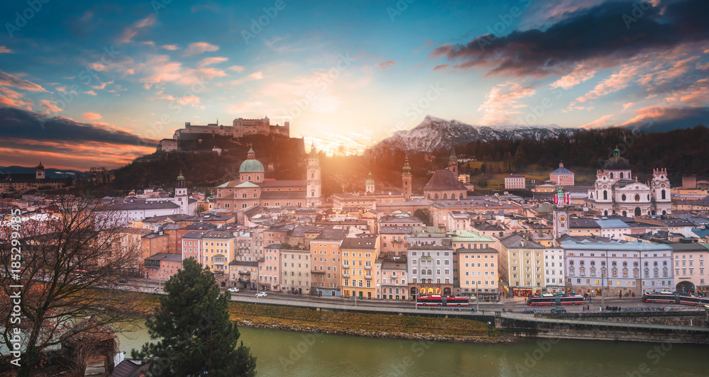 Salzburg Panorama with Sunlights