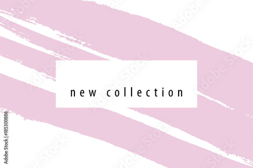 New Collection fashion header. Gold elegant frame with artistic hand drawn brush texture in pastel. Great for advertising, social media, web, blog, flyer, poster, placard, brochure, invitation, cover