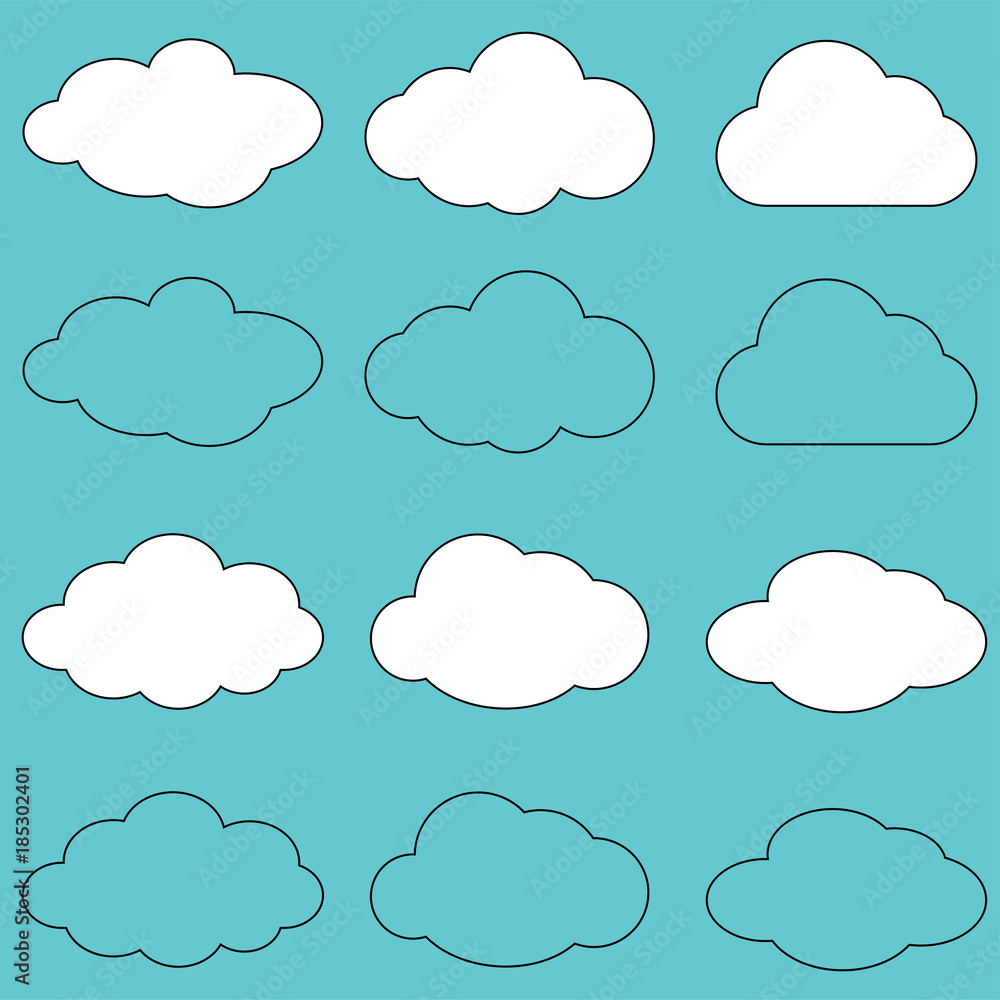 Clouds line art icon.Sky flat illustration collection for web. Clouds line art icon.Sky flat illustration collection for web.