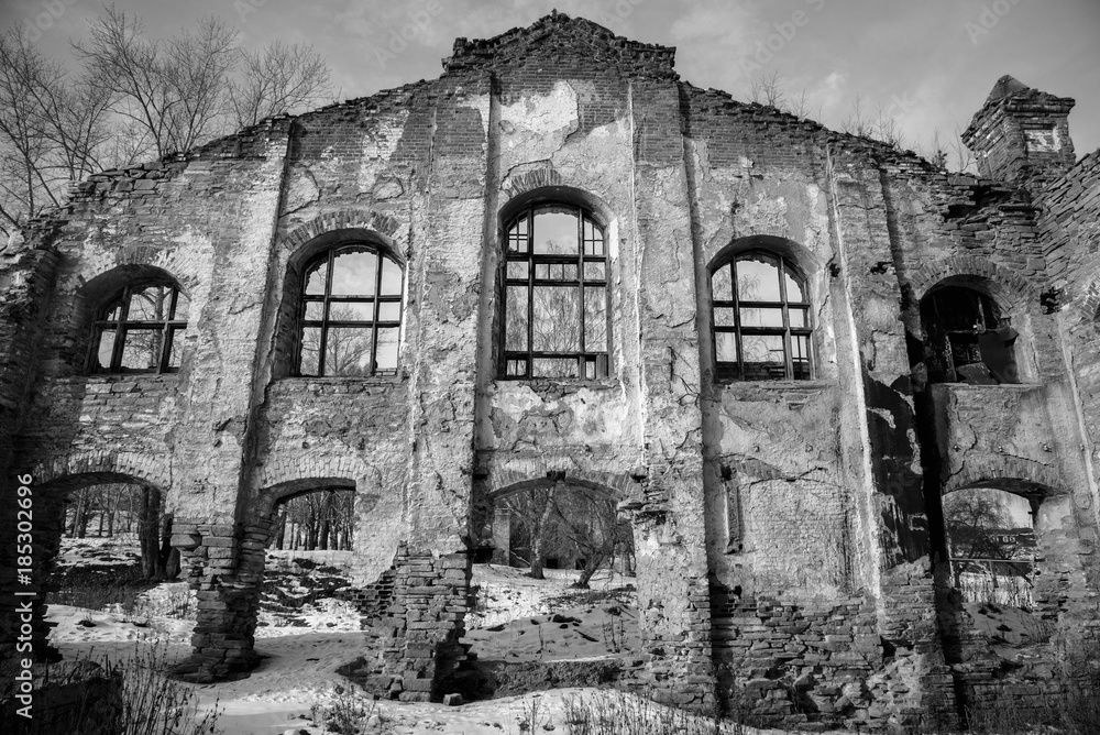 Old ruined brick building, destroyed and abandoned place. Old ruined brick building, destroyed and abandoned place.