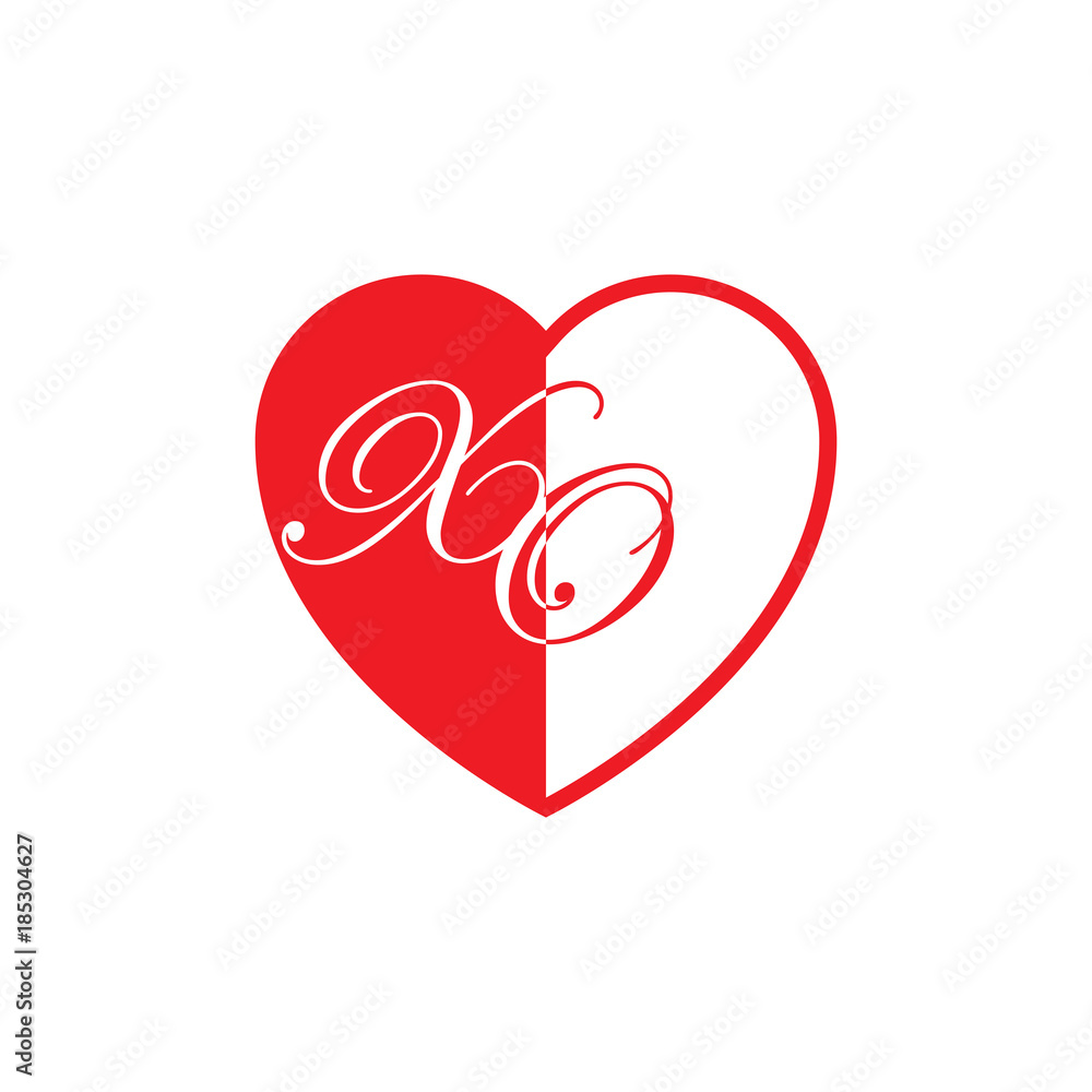 initial two letter love half shape initial two letter love half shape